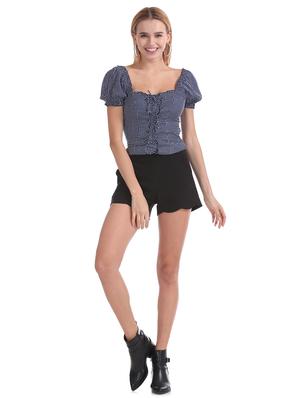 square neck checkered top - 17666250 - Standard Image - 4