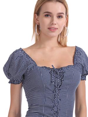 square neck checkered top - 17666250 - Standard Image - 5