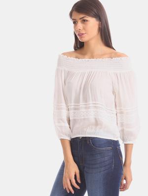 off shoulder lace detail top - 17666260 - Standard Image - 2