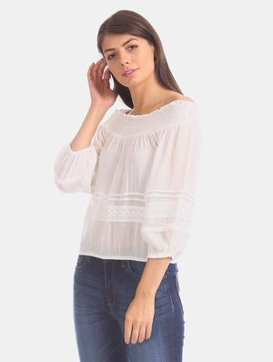 off shoulder lace detail top - 17666260 - Standard Image - 3