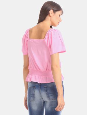 lace up detail blouson top - 17666263 - Standard Image - 4