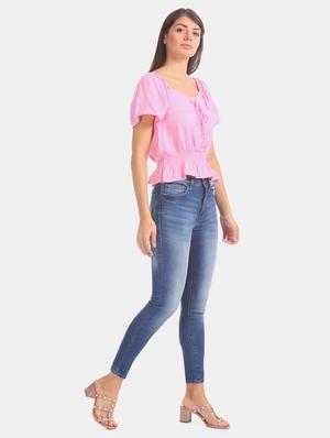 lace up detail blouson top - 17666263 - Standard Image - 5