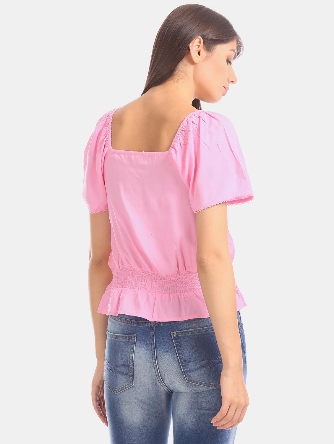 lace up detail blouson top - 17666263 - Zoom Image - 4