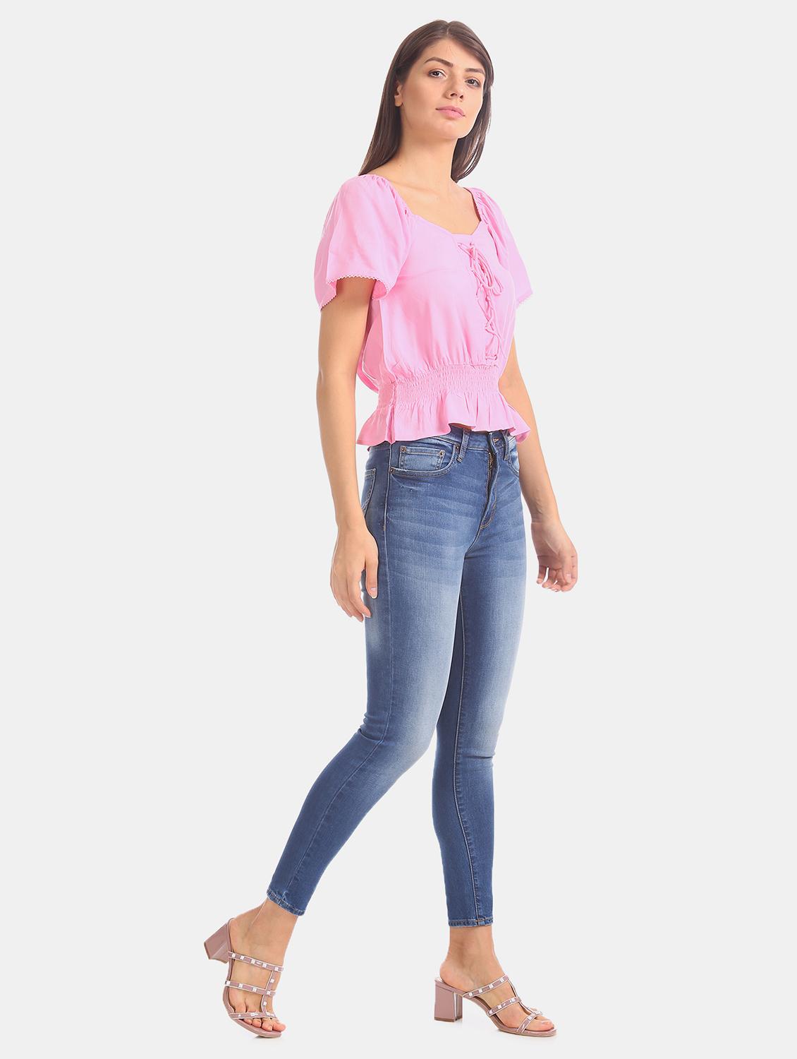 lace up detail blouson top - 17666263 - Zoom Image - 5