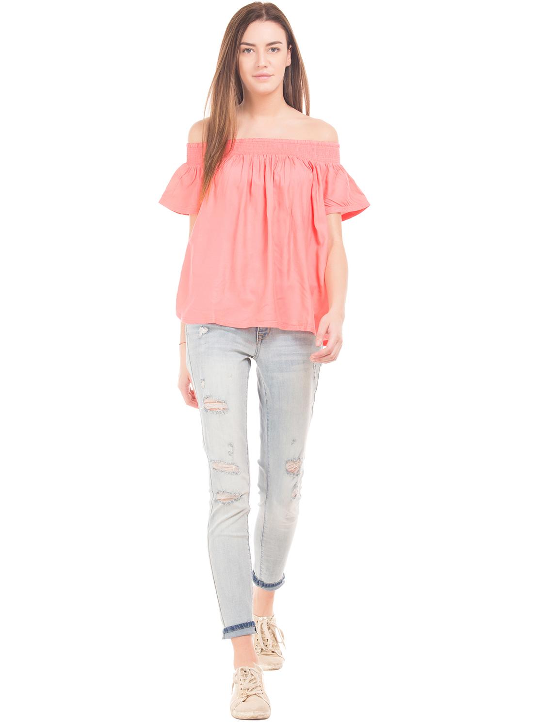 off shoulder solid top - 17666265 - Zoom Image - 4