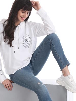 white cotton regular sweatshirt - 17666283 - Standard Image - 3