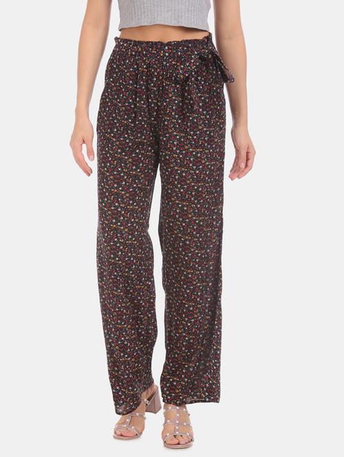 black cotton flat front trousers - 17666406 - Standard Image - 1