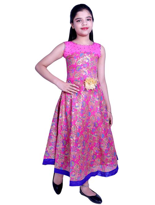 pink printed party gown - 17666515 - Standard Image - 1