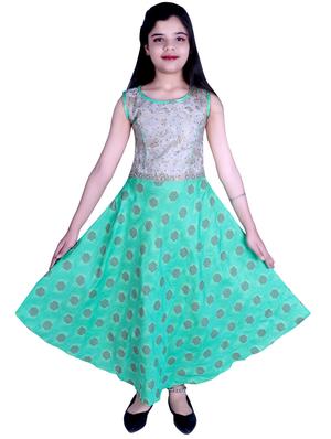 green printed party gown - 17666531 - Standard Image - 3