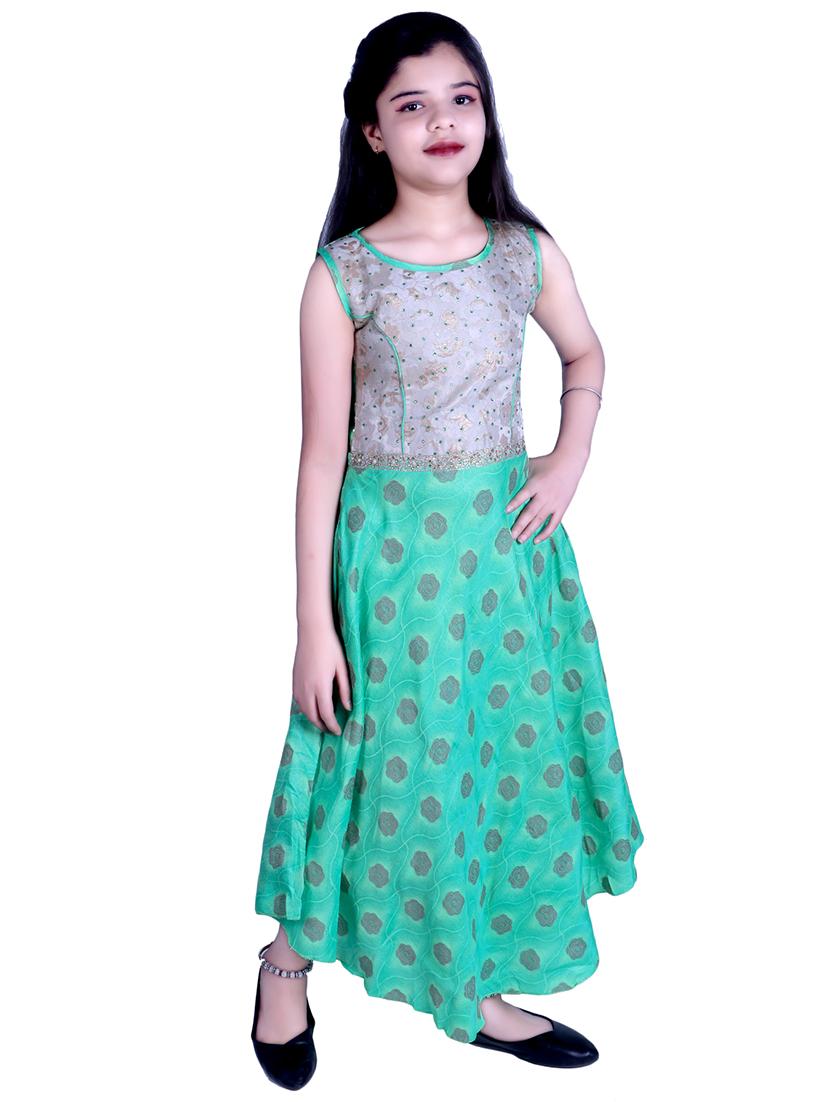 green printed party gown - 17666531 - Zoom Image - 1
