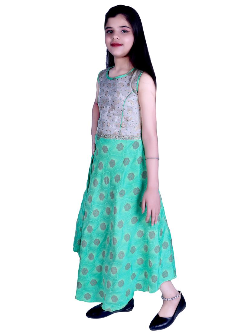 green printed party gown - 17666531 - Zoom Image - 2