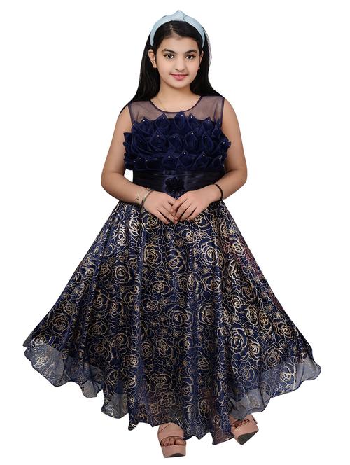 navy blue embellished party gown - 17666533 - Standard Image - 1