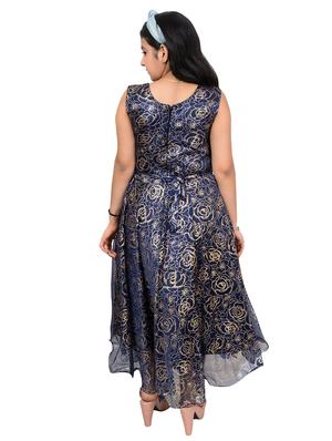 navy blue embellished party gown - 17666533 - Standard Image - 4