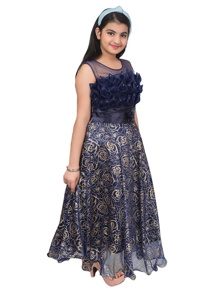 navy blue embellished party gown - 17666533 - Zoom Image - 3