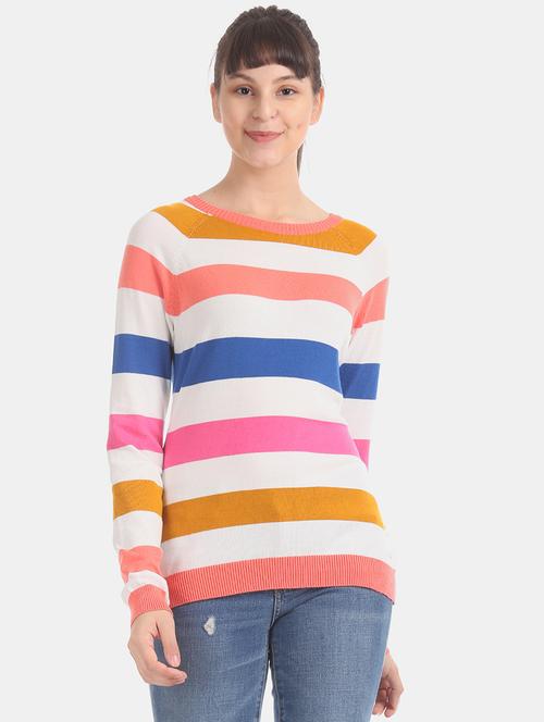 round neck striped pullover - 17666610 - Standard Image - 1