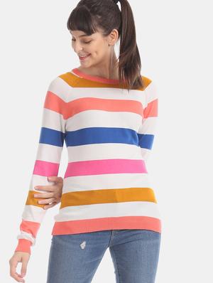 round neck striped pullover - 17666610 - Standard Image - 3