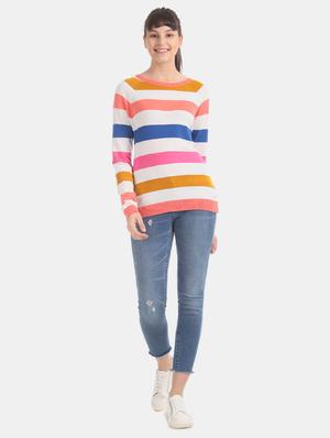 round neck striped pullover - 17666610 - Standard Image - 5
