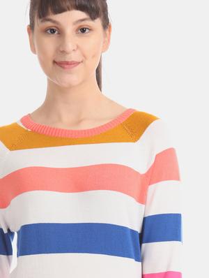 round neck striped pullover - 17666610 - Standard Image - 6