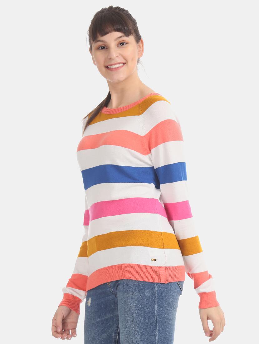 round neck striped pullover - 17666610 - Zoom Image - 2