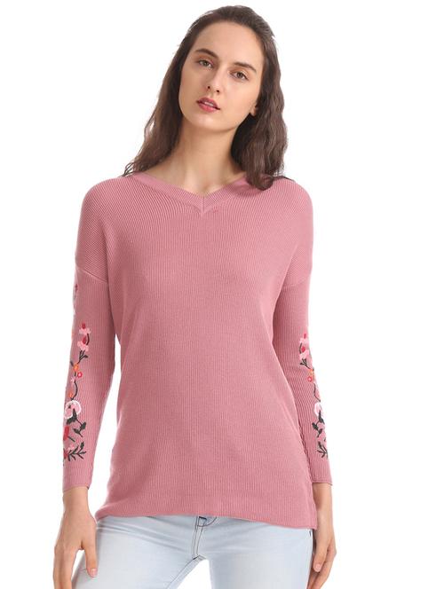 v-neck ribbed pullover - 17666615 - Standard Image - 1