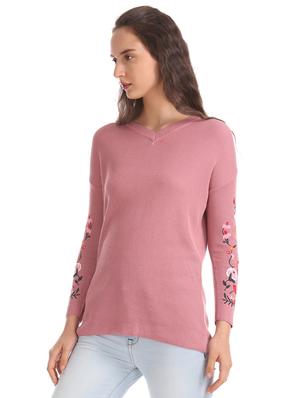 v-neck ribbed pullover - 17666615 - Standard Image - 2