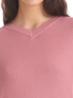 v-neck ribbed pullover - 17666615 - Standard Image - 5