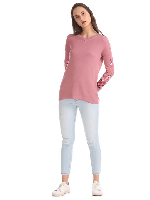 v-neck ribbed pullover - 17666615 - Zoom Image - 4