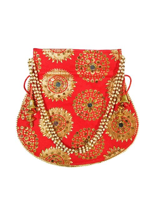 red canvas ethnic potli - 17666823 - Standard Image - 1