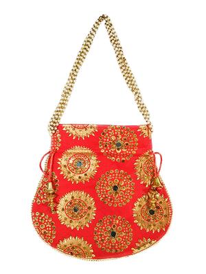 red canvas ethnic potli - 17666823 - Standard Image - 2