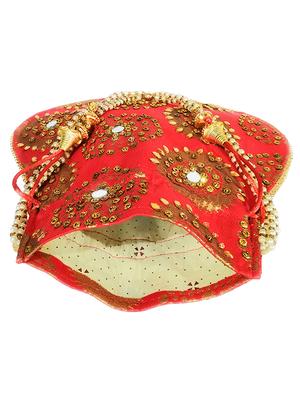 red canvas ethnic potli - 17666823 - Standard Image - 3