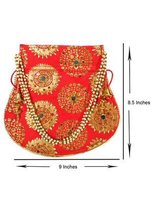 red canvas ethnic potli - 17666823 - Standard Image - 5