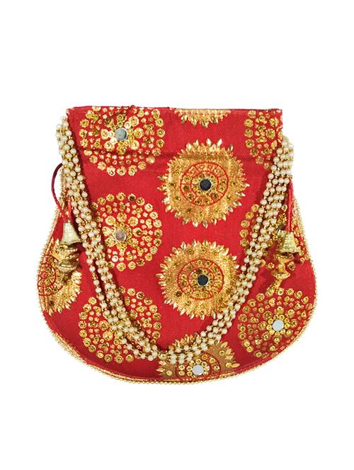 maroon canvas ethnic potli - 17666825 - Standard Image - 1