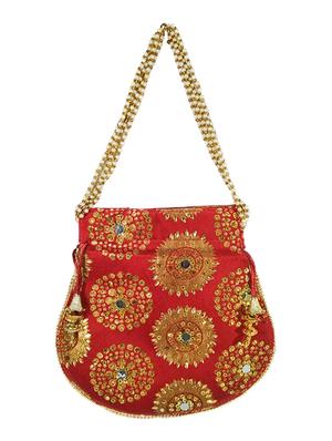 maroon canvas ethnic potli - 17666825 - Standard Image - 2