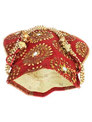 maroon canvas ethnic potli - 17666825 - Standard Image - 3