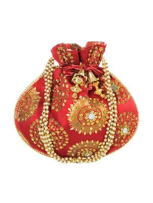maroon canvas ethnic potli - 17666825 - Standard Image - 4