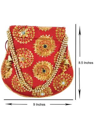 maroon canvas ethnic potli - 17666825 - Standard Image - 5