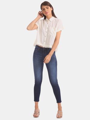 frayed hem solid shirt - 17666961 - Standard Image - 4