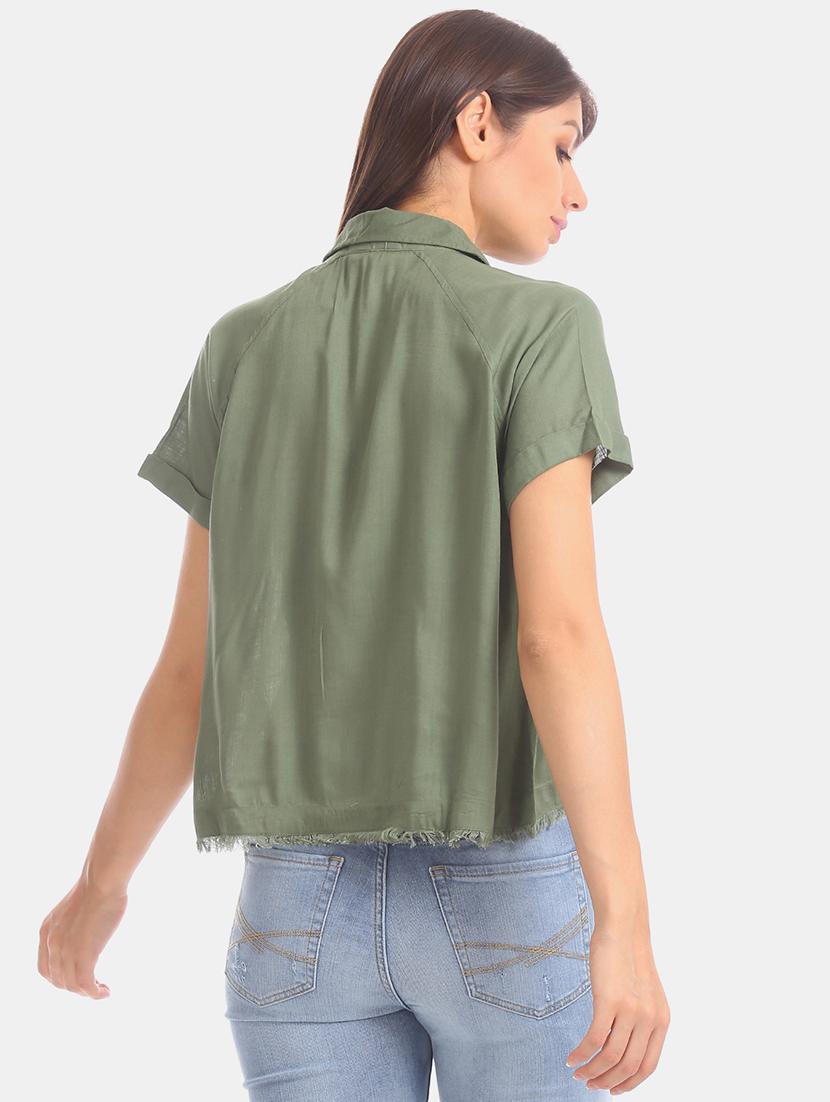 frayed hem solid shirt - 17666963 - Zoom Image - 3