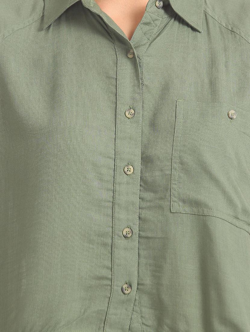 frayed hem solid shirt - 17666963 - Zoom Image - 5
