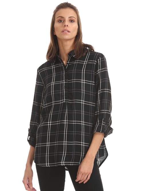 roll up sleeved checkered shirt - 17666969 - Standard Image - 1