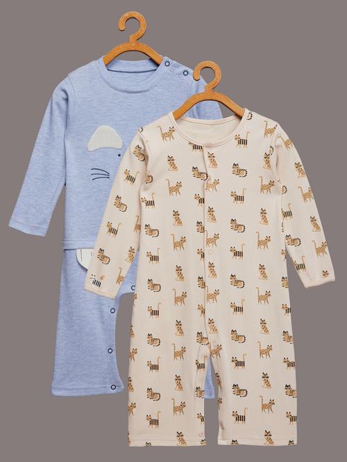 set of 2 round neck printed onesies - 17666992 - Standard Image - 1