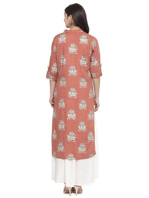pink rayon layered ethnic dress - 17667172 - Standard Image - 3