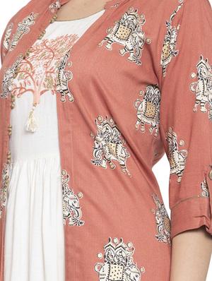 pink rayon layered ethnic dress - 17667172 - Standard Image - 4