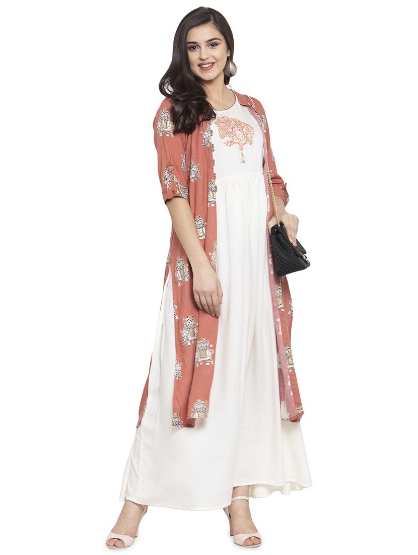 pink rayon layered ethnic dress - 17667172 - Zoom Image - 1