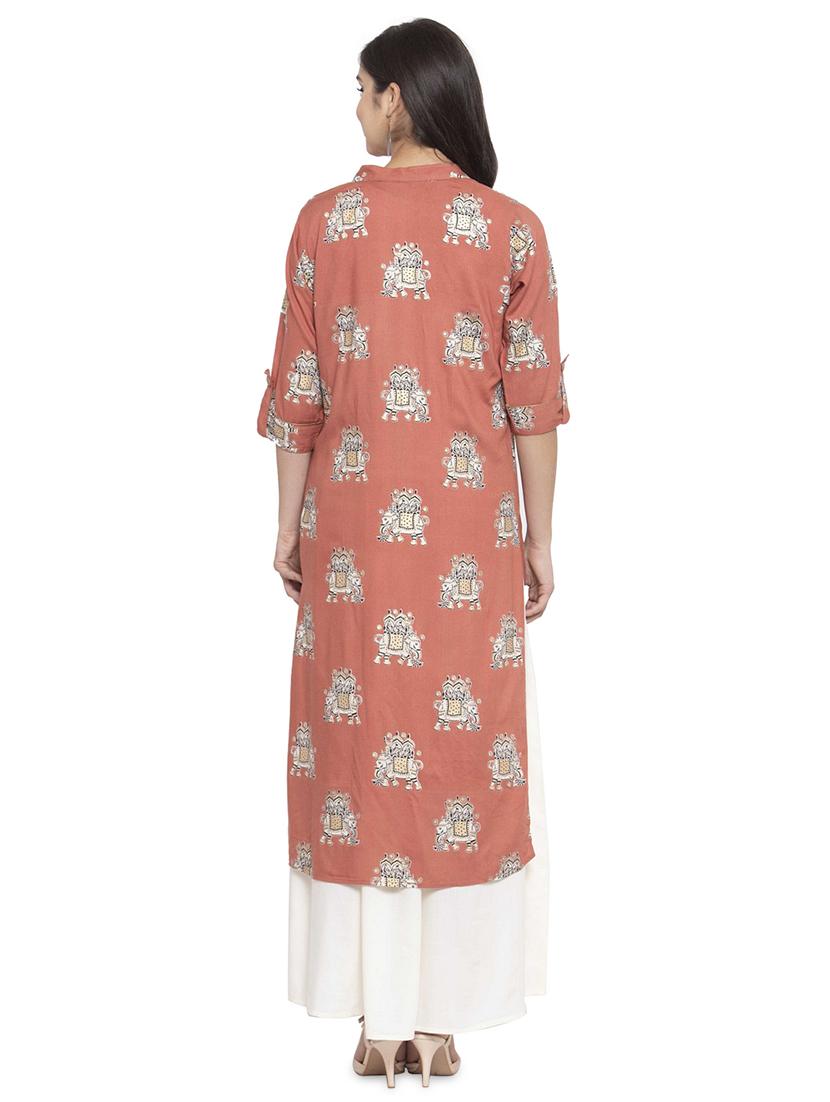 pink rayon layered ethnic dress - 17667172 - Zoom Image - 3