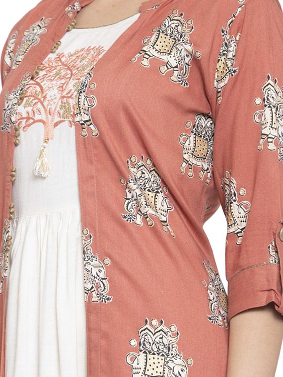 pink rayon layered ethnic dress - 17667172 - Zoom Image - 4