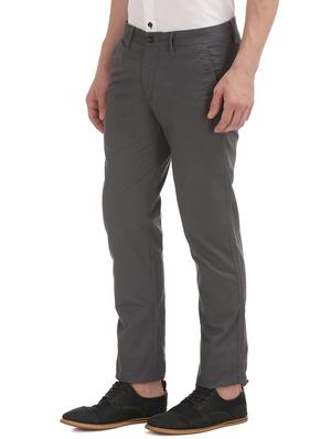 grey textured flat front casual trouser - 17667188 - Standard Image - 2