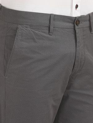 grey textured flat front casual trouser - 17667188 - Standard Image - 5