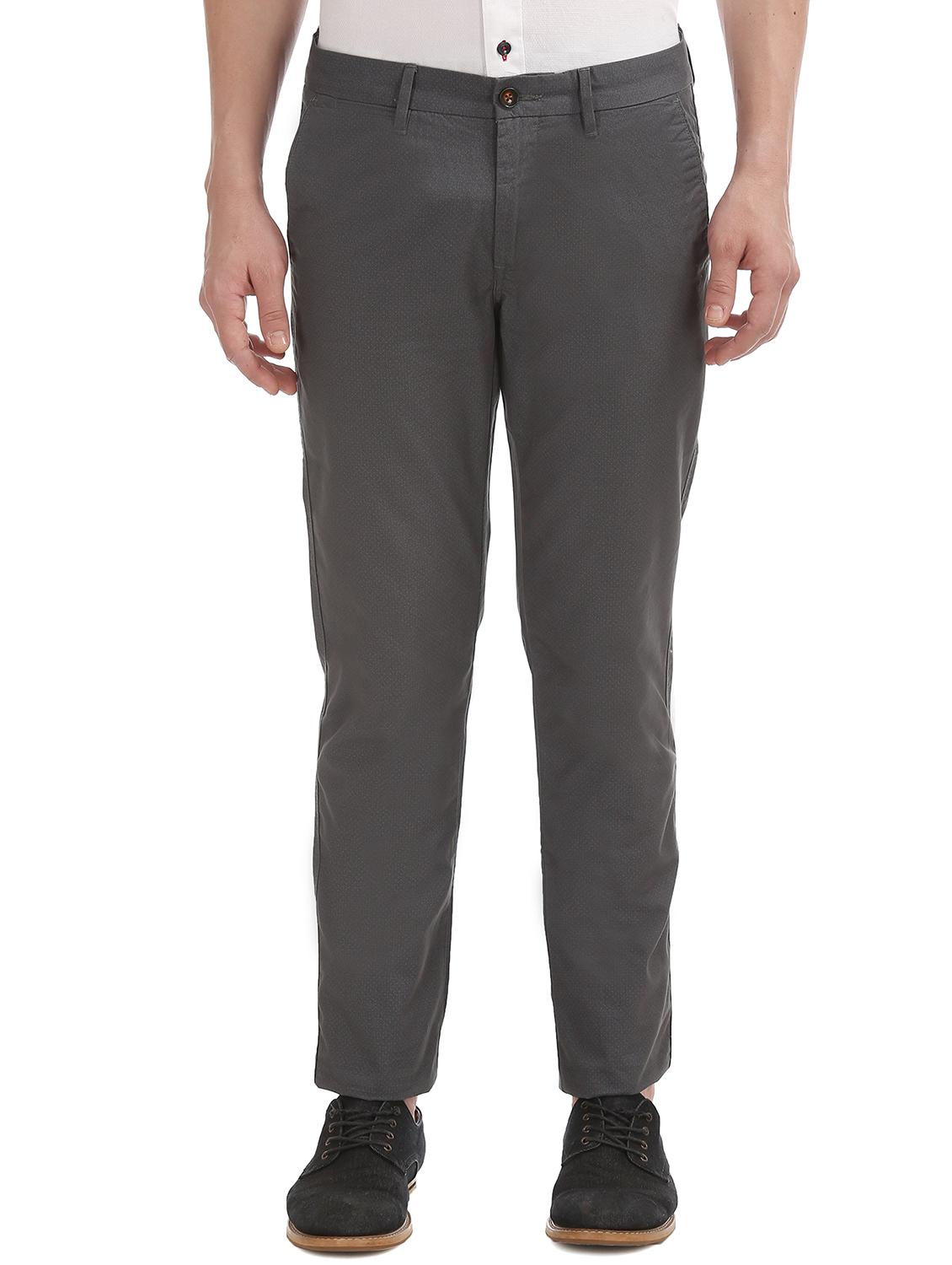 grey textured flat front casual trouser - 17667188 - Zoom Image - 1