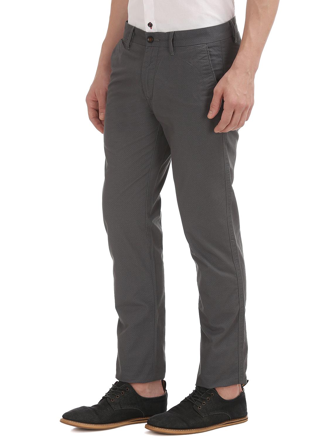 grey textured flat front casual trouser - 17667188 - Zoom Image - 2